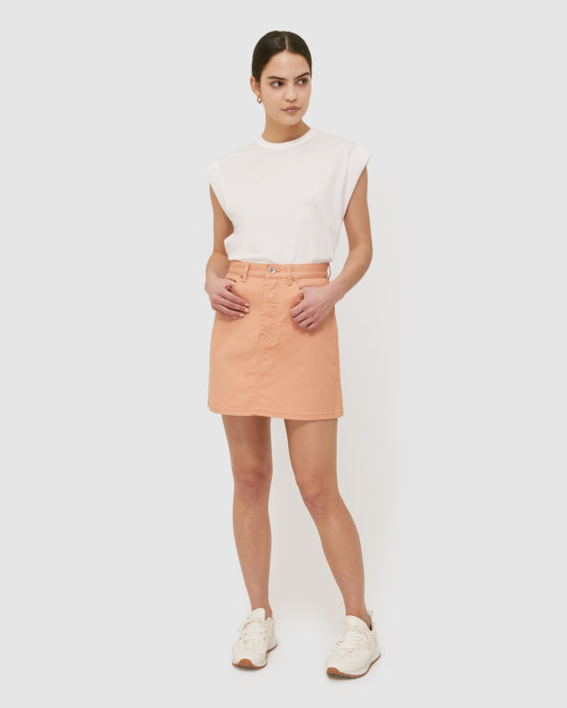 Acacia Denim Mini Skirt in SALMON