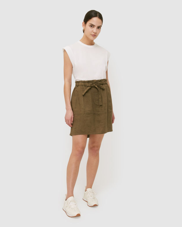 Lila Linen Mini Skirt in DUSTY KHAKI