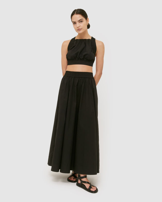 Keira Cotton Maxi Skirt in BLACK