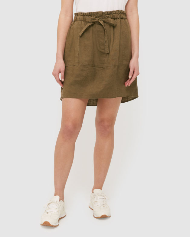Lila Linen Mini Skirt in DUSTY KHAKI