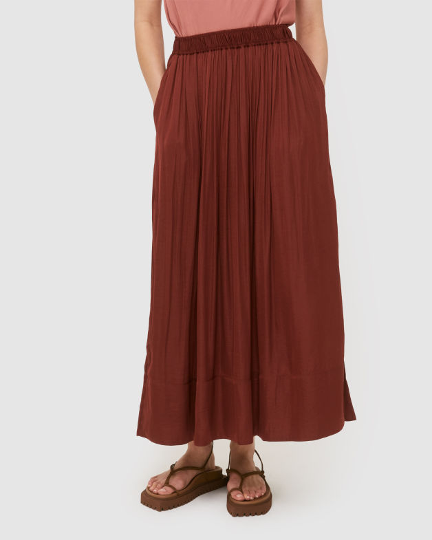 Lillian Midi Skirt in RUST
