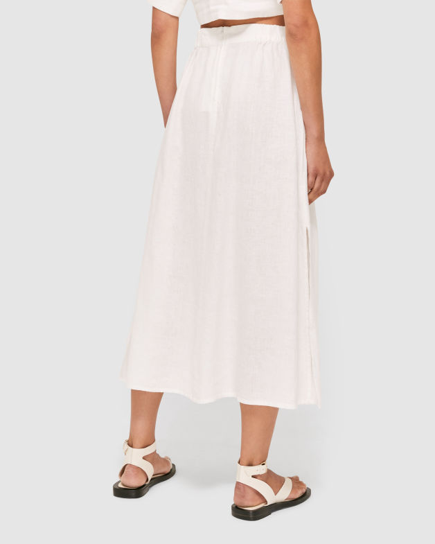Lila Linen Maxi Skirt in WHITE