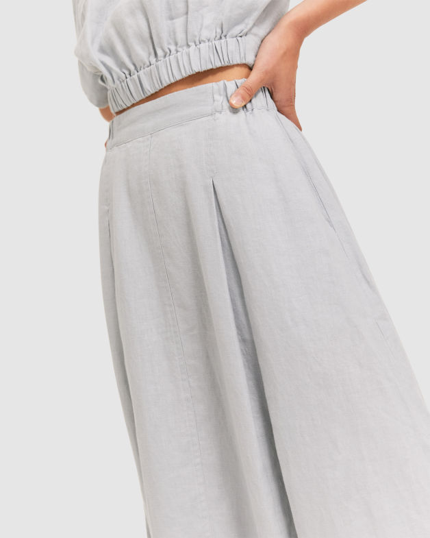 Lila Linen Maxi Skirt in BLUE MIST