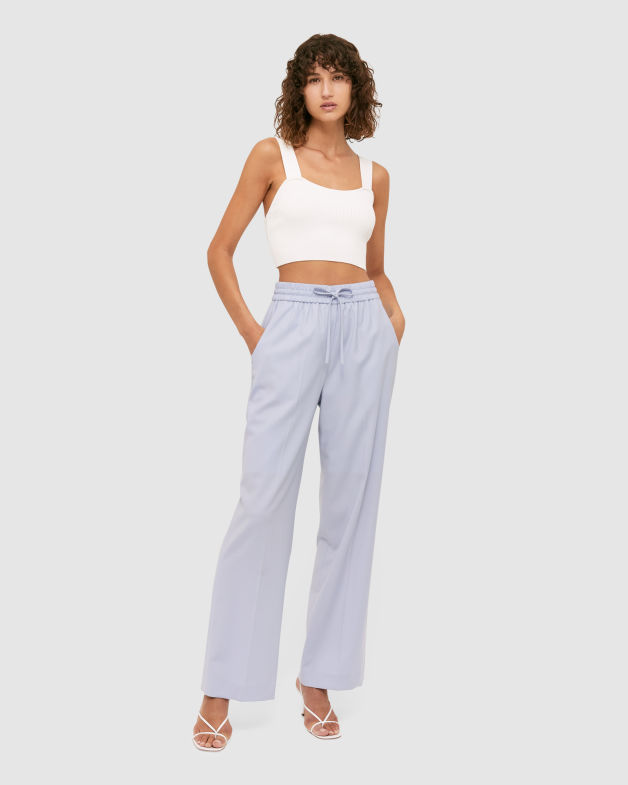 Celeste Wool Wide Leg Pant in POWDER BLUE
