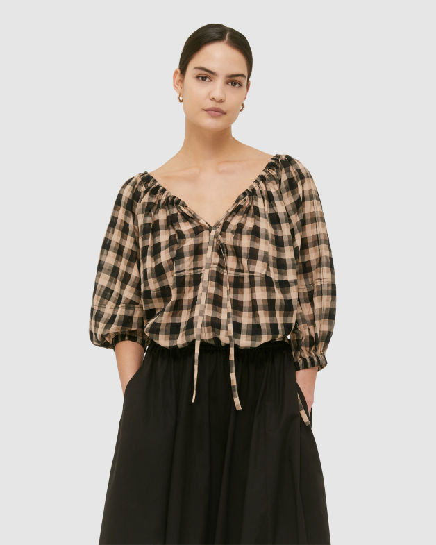 Kala Cotton Silk Check Top in CHECK