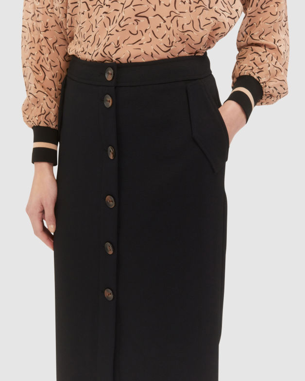 Dharma Button Front Skirt in BLACK