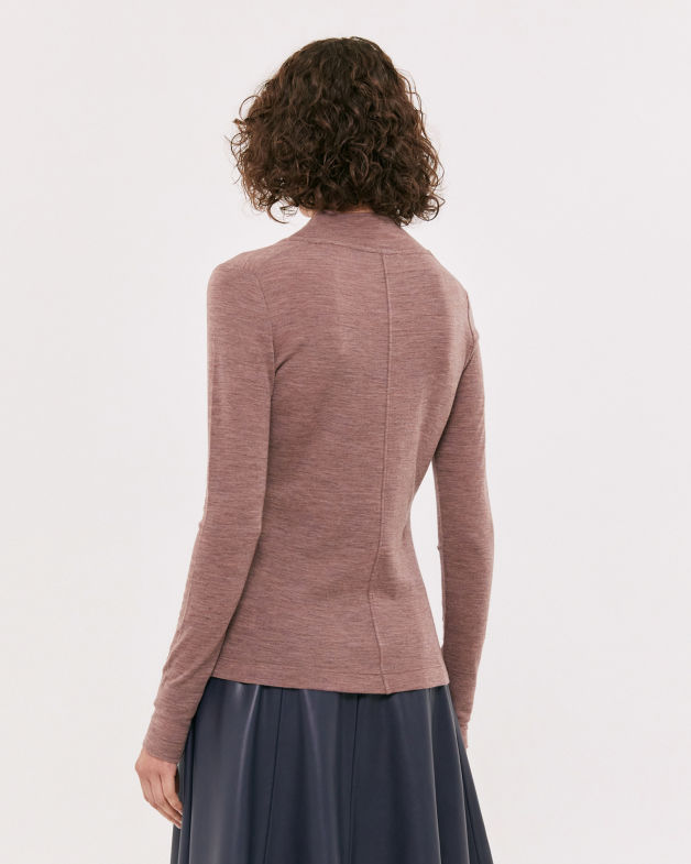 Coco Merino Wool V Neck Top in MINK