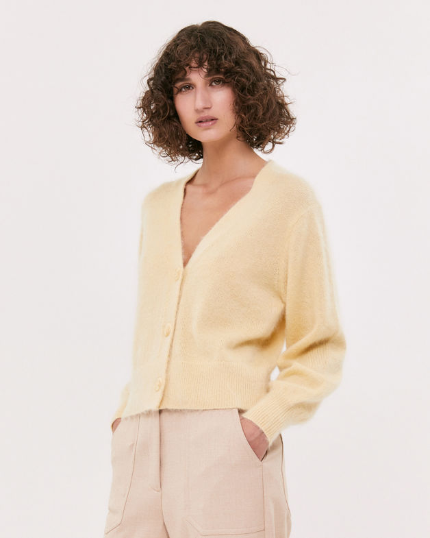 Minnie Mohair Cardigan in YELLOW