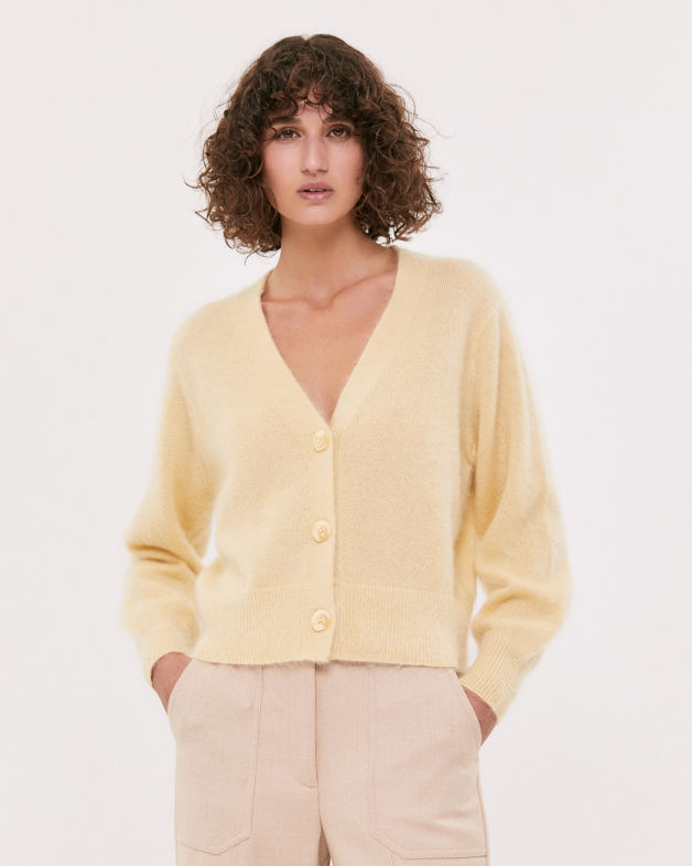 Minnie Mohair Cardigan in YELLOW