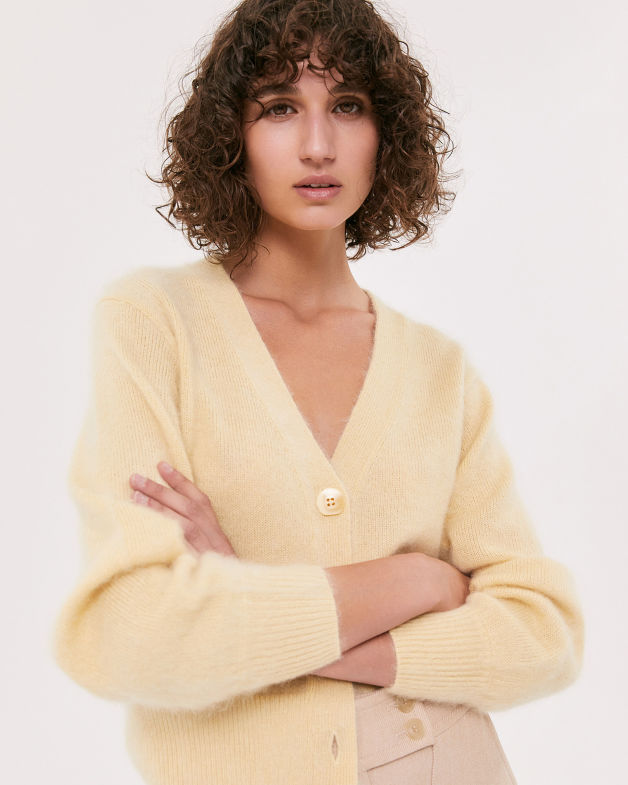 Minnie Mohair Cardigan in YELLOW