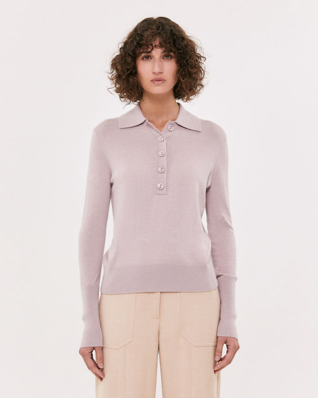 Laura Cashmere Blend Knit Polo in MINK
