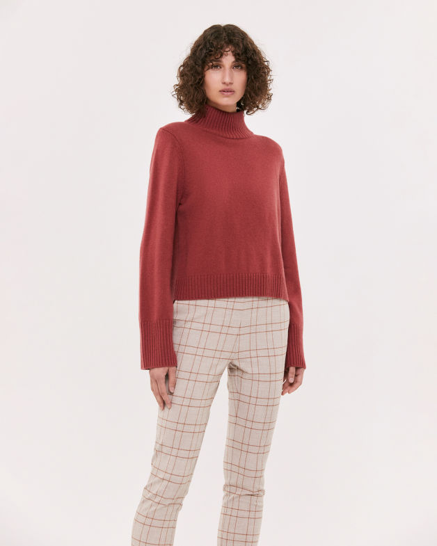 Claudia Merino Wool Shoulder Pad Knit in ROSEWOOD
