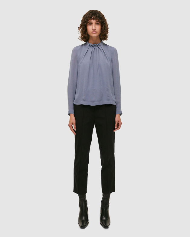 Willa High Neck Long Sleeve Top in LAKE