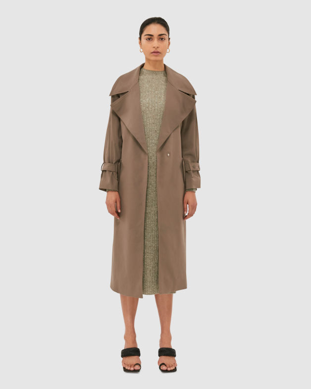 Tia Trench Coat in OLIVE