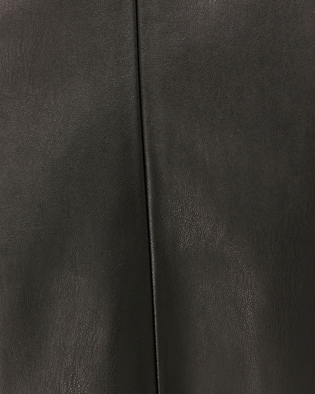 Viv Vegan Leather Midi Skirt in BLACK