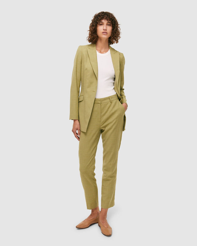 Celeste Wool Longline Blazer in KIWI