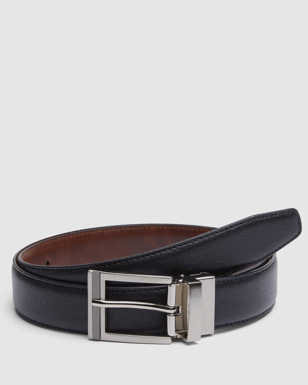 Leather Reversible Belt in BLACK/BROWN