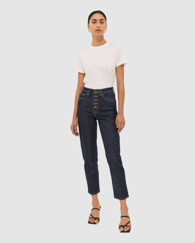 Lexi Button Front Jean in BLUE/BLACK WASH