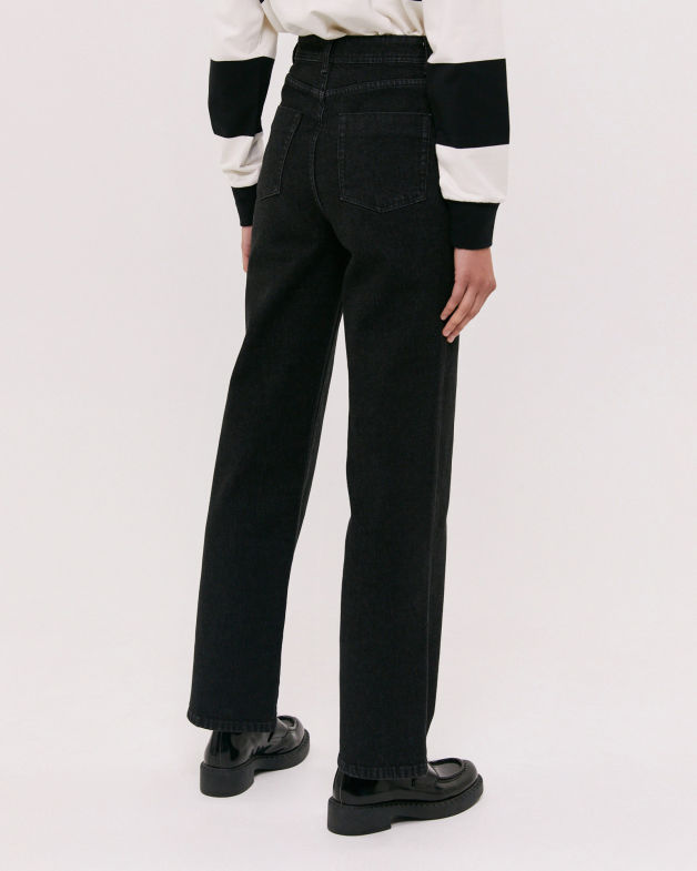 Kiki Wide Leg Jean in WASHED BLACK