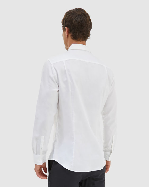 Arthur Long Sleeve Slim Oxford Shirt in WHITE