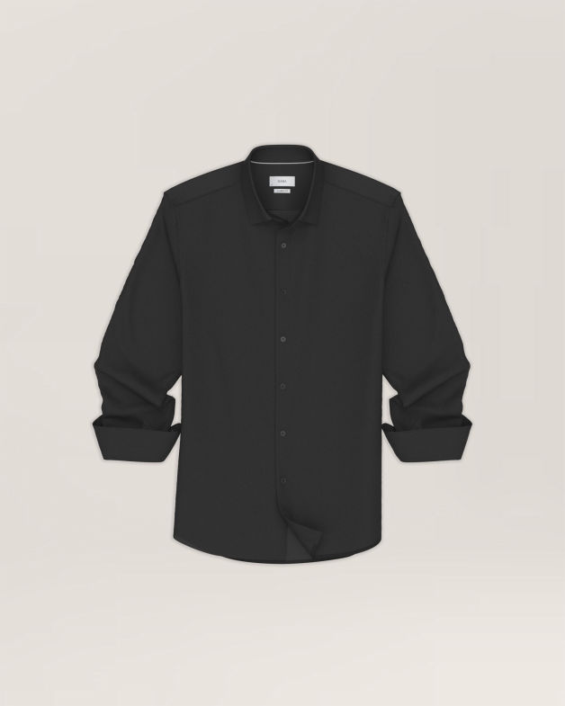 Anderson Long Sleeve Classic Linen Shirt in WASHED BLACK