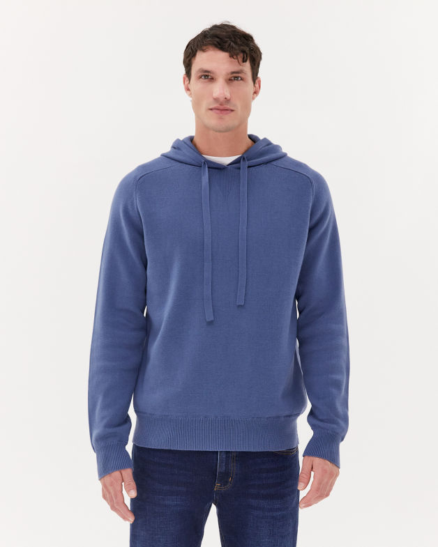 Quinn Knitted Hoodie in DENIM BLUE