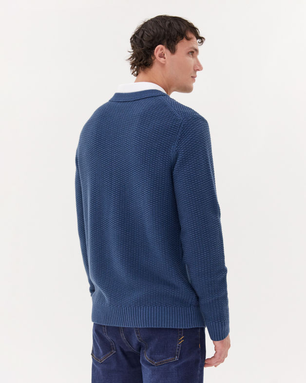 Connor Wool Cotton Crew Knit in PETROL