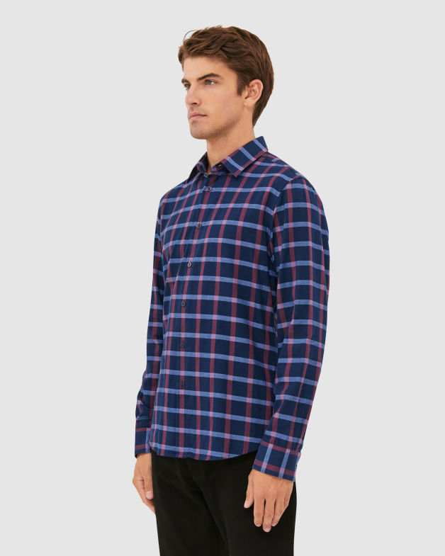 Hugo Check Shirt in NAVY/RED