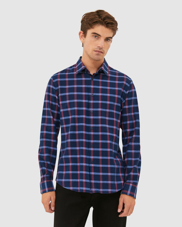 Hugo Check Shirt in NAVY/RED