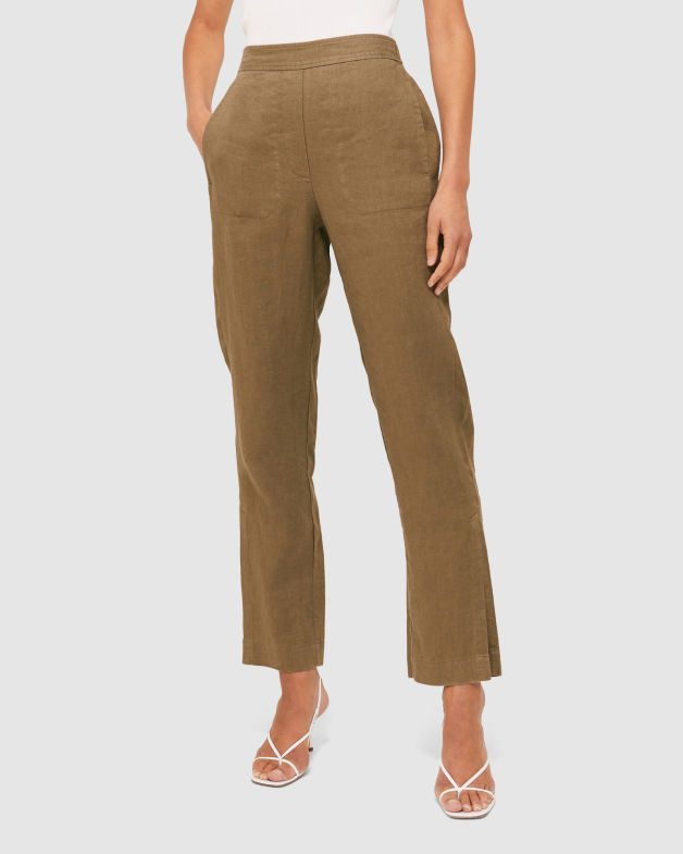 Lila Linen Pant in DUSTY KHAKI