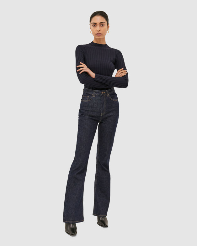 Melody Silk Blend Knit Top in FRENCH NAVY