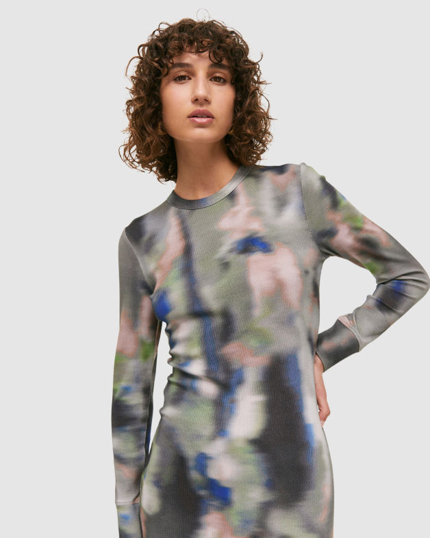 Long Sleeve Rib Dress in MULTI