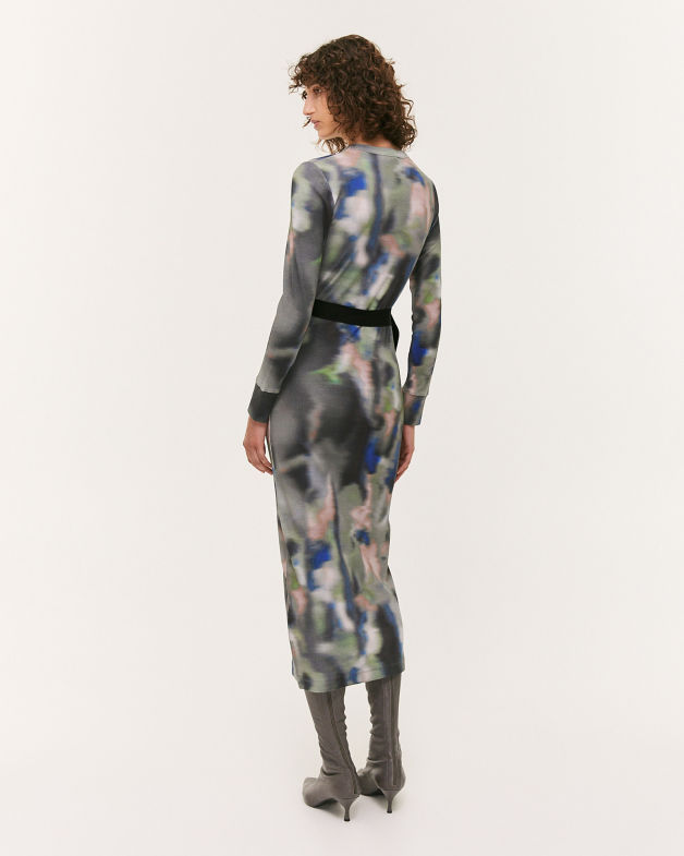 Long Sleeve Rib Dress in MULTI