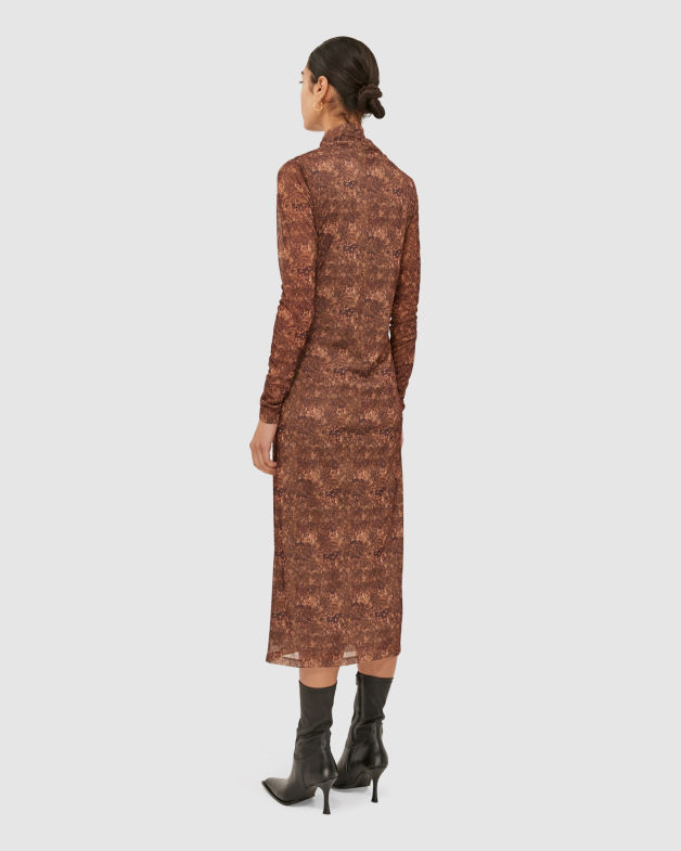 Tidal Print Dress in BLACK/BROWN