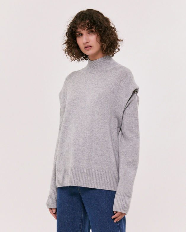 Elle Wool Cashmere Versatile Knit in GREY MELANGE
