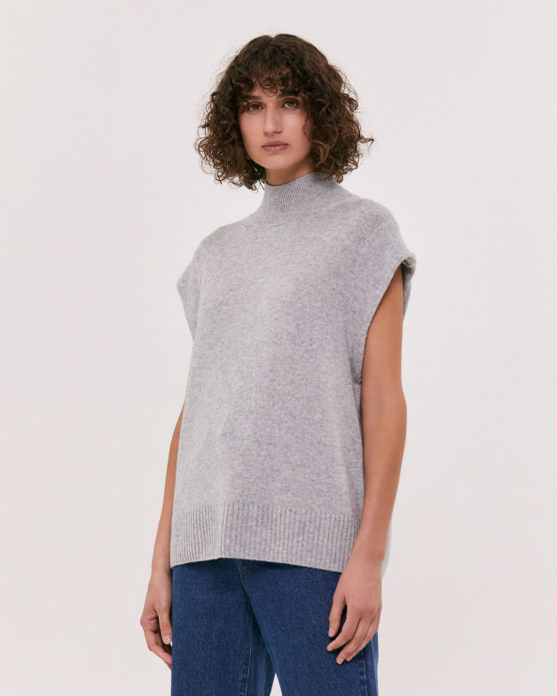 Elle Wool Cashmere Versatile Knit in GREY MELANGE