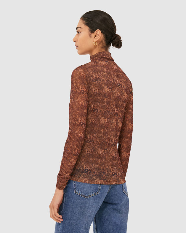 Tidal Long Sleeve Top in BLACK/BROWN