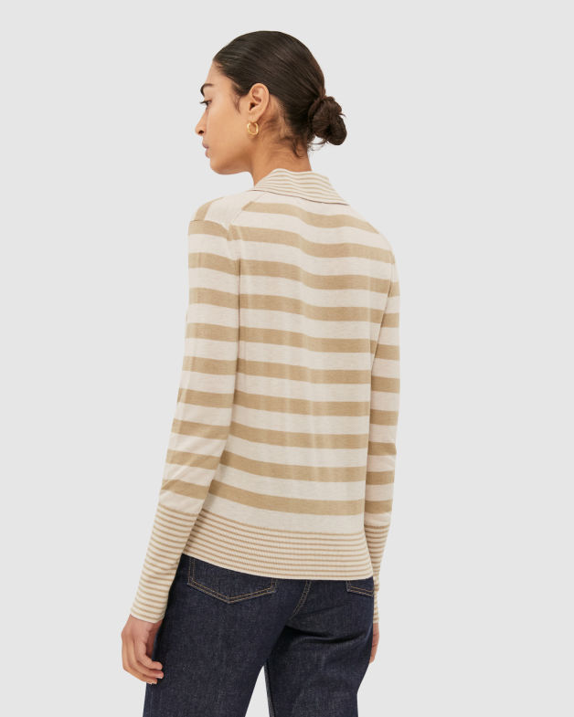 Laura Cashmere Blend Knit Polo in NATURAL/IVORY