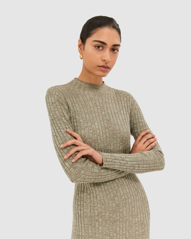 Miracle Merino Rib Dress in SAGE