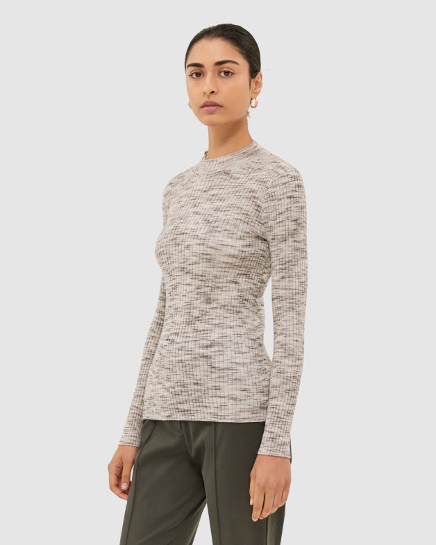 Nic Merino Wool Grown On Knit in IVORY/BLACK