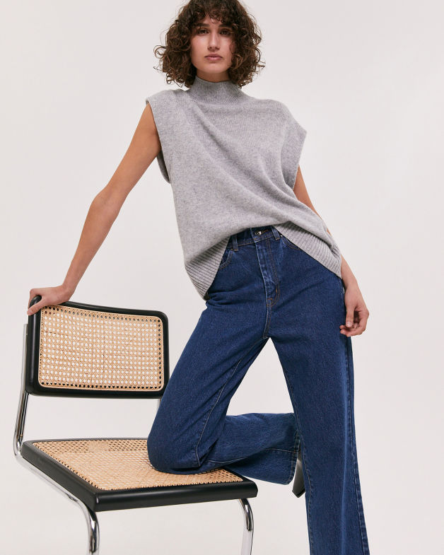 Elle Wool Cashmere Versatile Knit in GREY MELANGE