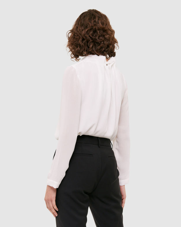 Willa High Neck Long Sleeve Top in OFF WHITE