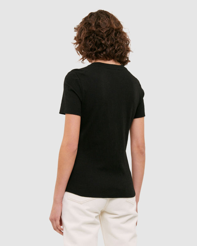 Lucille Textured Tee in BLACK
