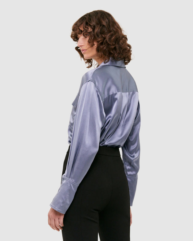 Freya Silk Pocket Shirt in LAKE