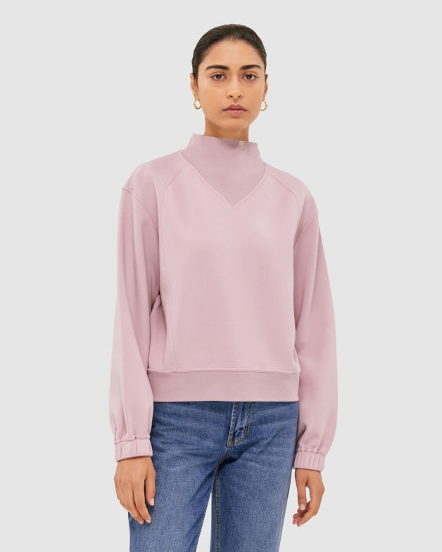 Cleo Funnel Neck Sweater in MAUVE