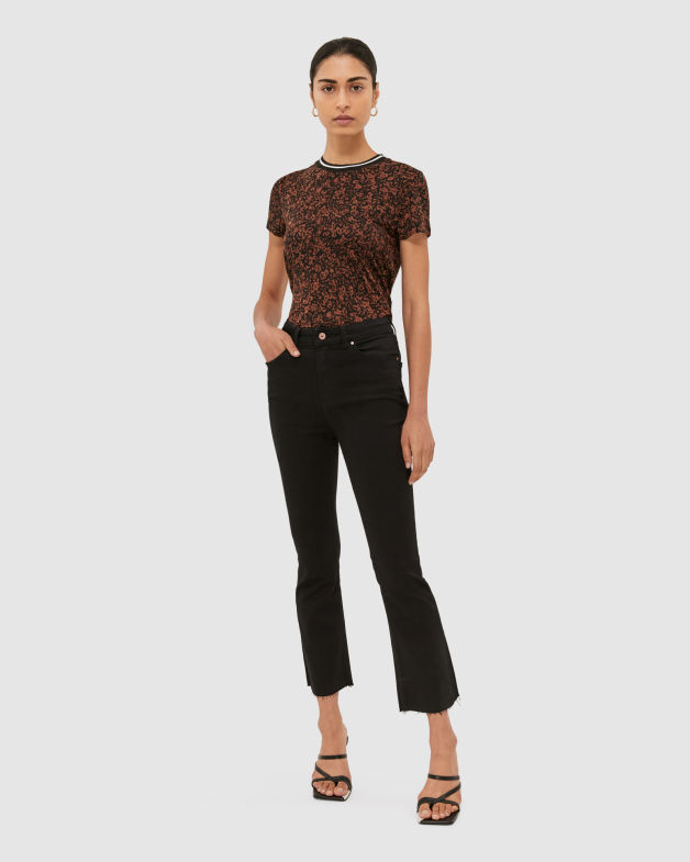 Vapor Short Sleeve Rib Neck Aida Tee in MULTI