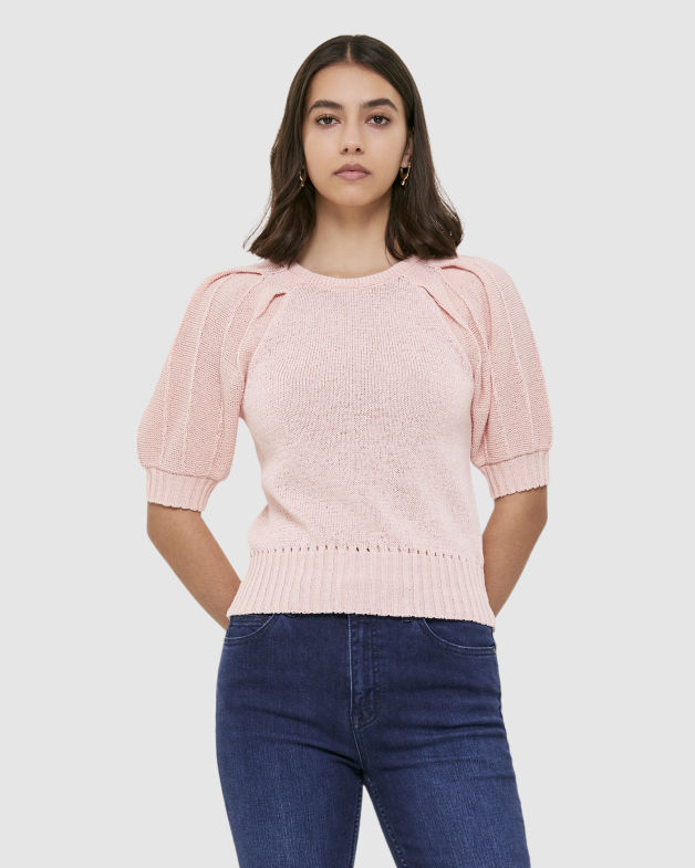 Edith Puff Sleeve Top in BLUSH