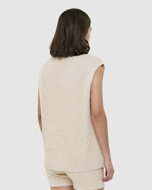 Eve Cable Vest in NATURAL