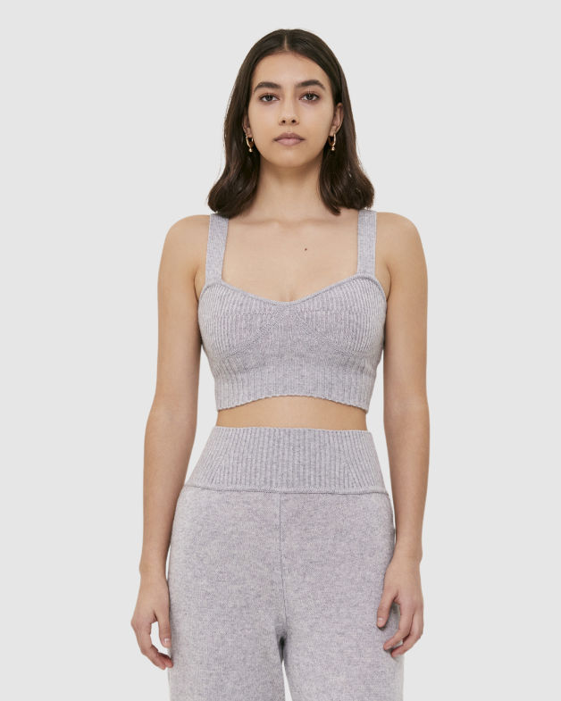 Elle Wool Cashmere Knit Bralette in GREY MELANGE
