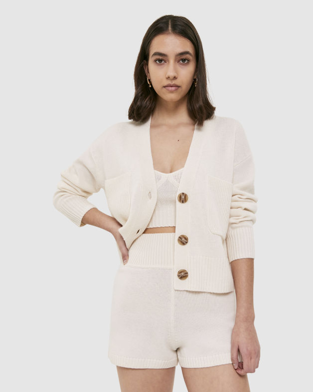 Elle Wool Cashmere Knit Short in WINTER WHITE